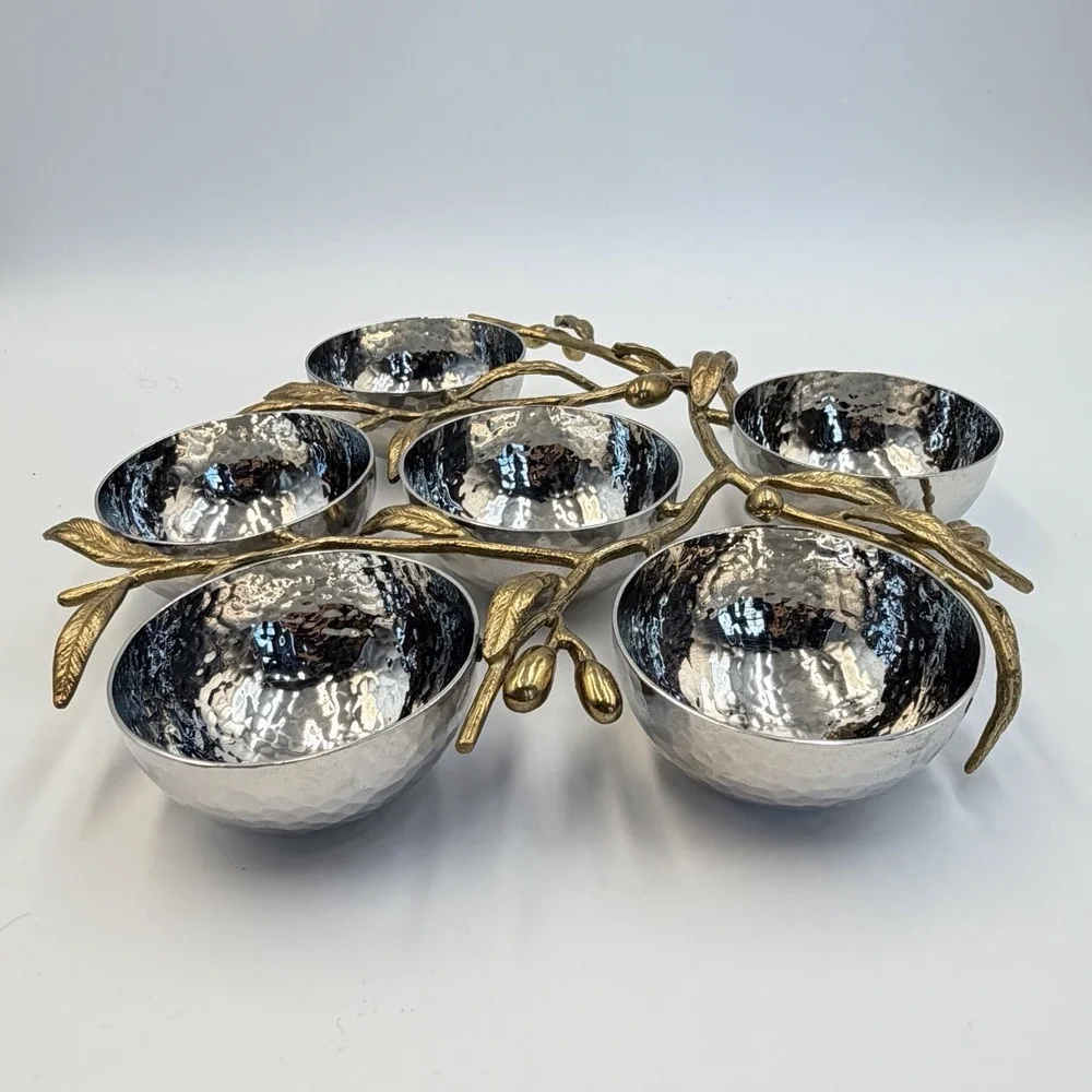 Michael Aram Olive Branch Seder Plate Passover Stainless Steel Brass